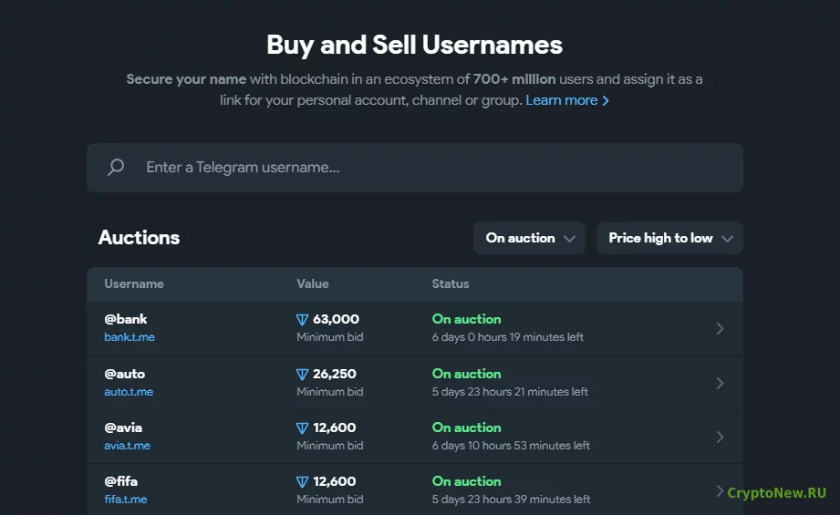 Telegram начинает продажу логинов.