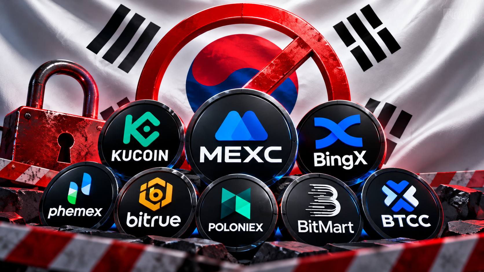 Южная Корея блокирует 27 криптобирж: под ограничения попали MEXC, KuCoin и BingX